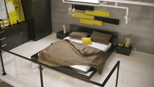 black-and-yellow-bedroom