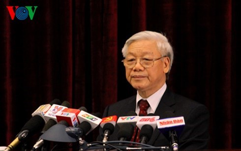Tổng Bí thư Nguyễn Phú Trọng phát biểu tại hội nghị Trung ương lần thứ 11