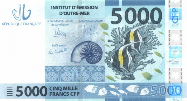 Tờ tiền 5.000 Franc của thuộc địa của Pháp ở Thái Bình Dương French Pacific Territories về nhì