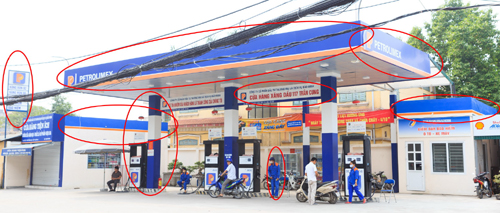 
Các vi phạm dấu hiệu nhận diện thương hiệu của Petrolimex đã được đăng ký bảo hộ tại CHXD 117 Trần Cung.
