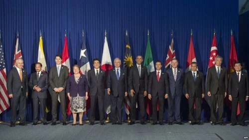 12 nước tham gia TPP gồm có: Mỹ, Nhật Bản, Việt Nam, Singapore, Úc, Canada, Malaysia, Mexico, Brunei, Chile, Peru. (Ảnh: AFP)