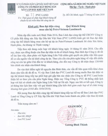 
Việc PVC Land đàm phán với Ngân hàng Liên Việt để cơ cấu lại nợ cũng không có kết quả vì ngân hàng đang kiện PVC Land tại Tòa án Nhân dân quận 1.
