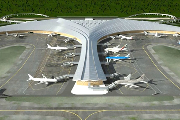 
Phối cảnh CHK quốc tế Long Thành có hình cánh cung, đảm bảo vị trí đỗ máy bay theo tiêu chuẩn của Tổ chức Hàng không dân dụng quốc tế (ICAO)
