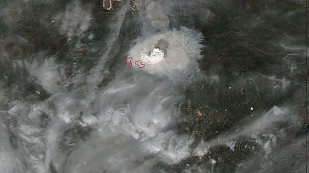 
Hình ảnh vệ tinh do NASA công bố cho thấy quy mô đám cháy - Ảnh: AFP
