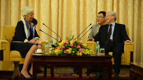 Tổng Bí thư Nguyễn Phú Trọng và Tổng Giám đốc Quỹ Tiền tệ Quốc tế (IMF) -Ảnh: Quang Định