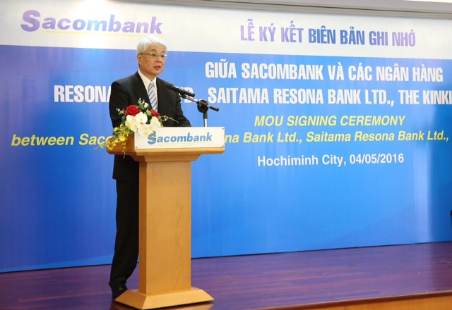 Ông Kazuhiro Higashi, Chủ tịch Resona Holdings kiêm Tổng giám đốc Resona Bank Ltd., phát biểu tại buổi lễ ký kết