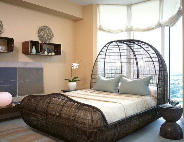 Mẫu giường ngủ làm bằng mây tre đan này vừa thân thiện với môi trường lại mang lại cho bạn giấc ngủ ngon.