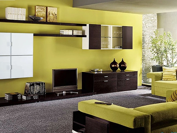 Màu vàng chanh kết hợp với những món nội thất tone đen thế này khiến không gian phòng khách trở nên vô cùng ấn tượng.