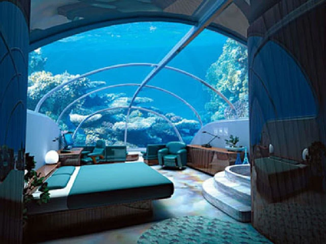 Phòng ngủ đẹp như trong truyện cổ tích với khung cảnh đẹp đến ngỡ ngàng của lòng biển với cá và san hô rực rỡ sắc màu