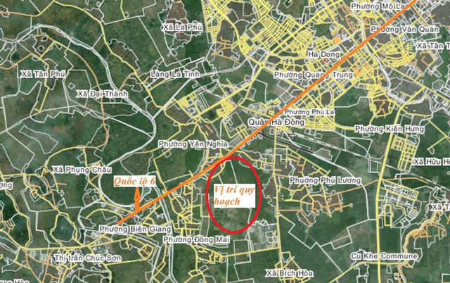 
Vị trí lập quy hoạch dự án Đồng Mai cách trung tâm Hà Nội khoảng 15km
