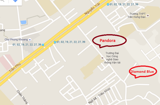
Vị trí dự án biệt thự Pandora trong phố Triều Khúc
