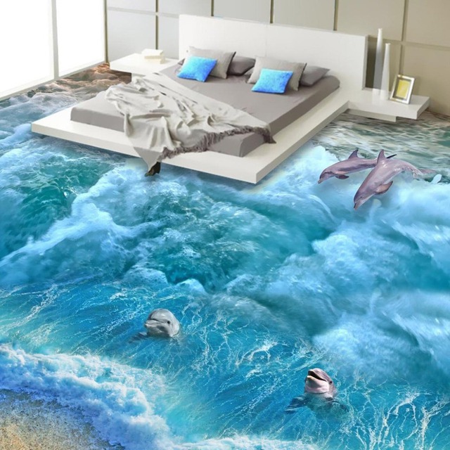 Sàn nhà với biển xanh cát trắng và cá heo đủ để đưa bạn vào giấc mộng đẹp.