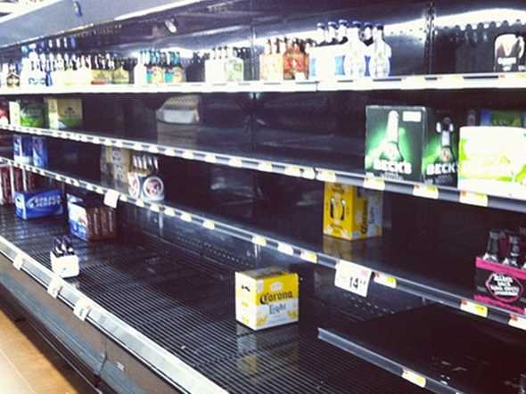 Of course, it is Thanksgiving too. The beer shelves at this Walmart have been nearly cleaned out.