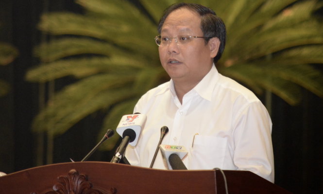 
Phó bí thư thành ủy TP.HCM Tất Thành Cang phát biểu tại hội nghị - Ảnh: TỰ TRUNG
