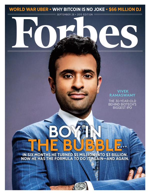 Vivek Ramaswamy trên trang bìa tạp chí Forbes