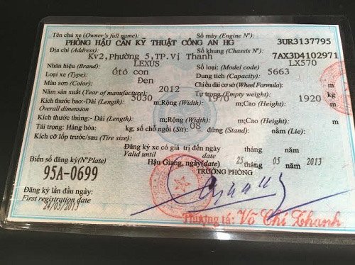 
Ông Võ Chí Thanh là người trực tiếp cấp biển số xanh cho chiếc Lexus 570 của ông Trịnh Xuân Thanh
